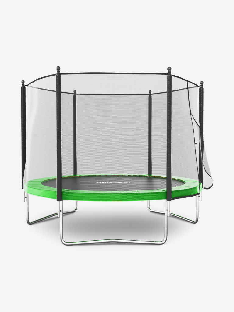 Батут каркасный UNIX Line Simple 10 ft Green с внешней защитной сеткой, общий диаметр 305 см, до 140 кг, большой, детский батут для улицы UNIXLINE