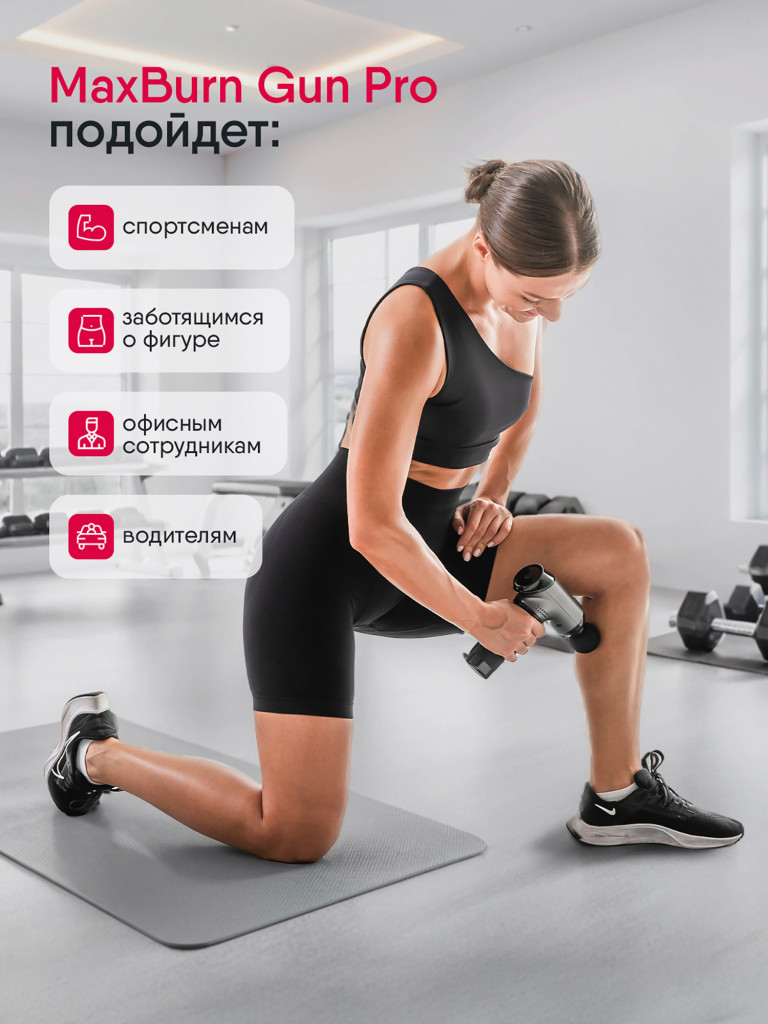 Массажер перкуссионный электрический для всего тела Ergonova MaxBurn GUN Pro антицеллюлитный