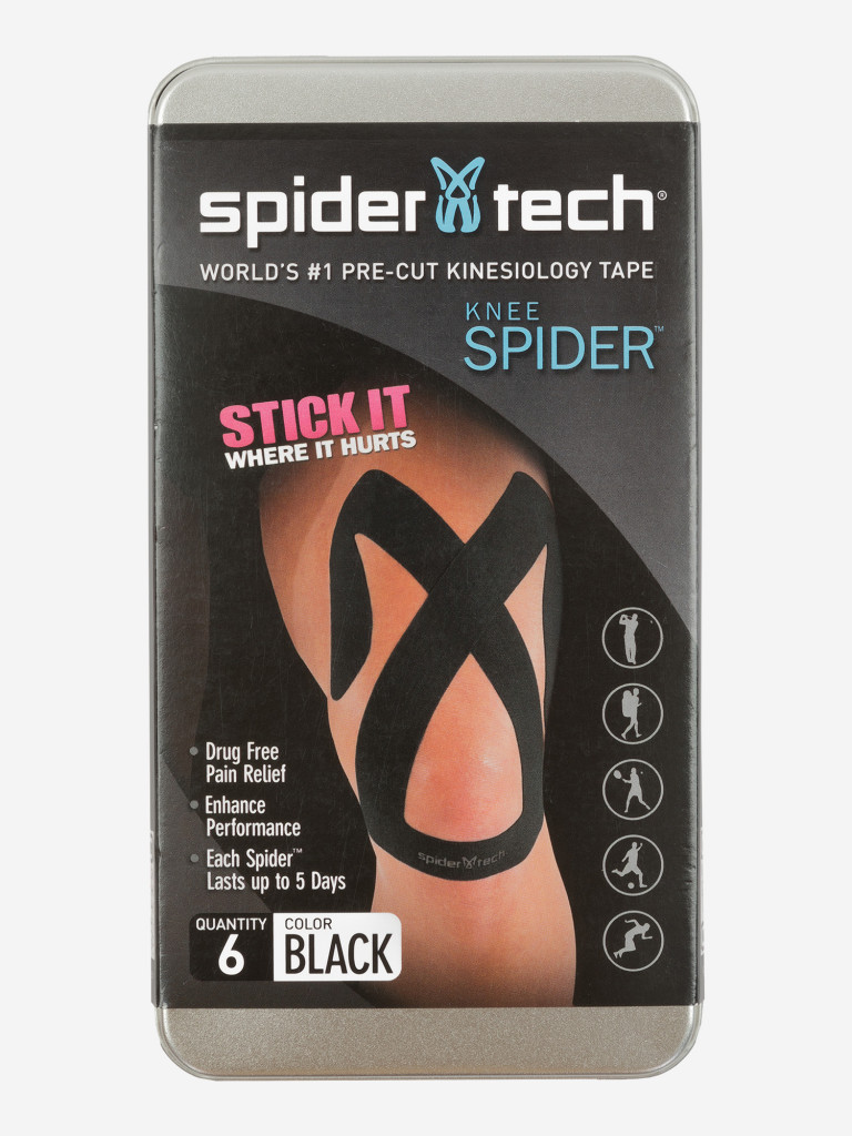 Тейп преднарезанный для коленной части SpiderTech, 6 шт.