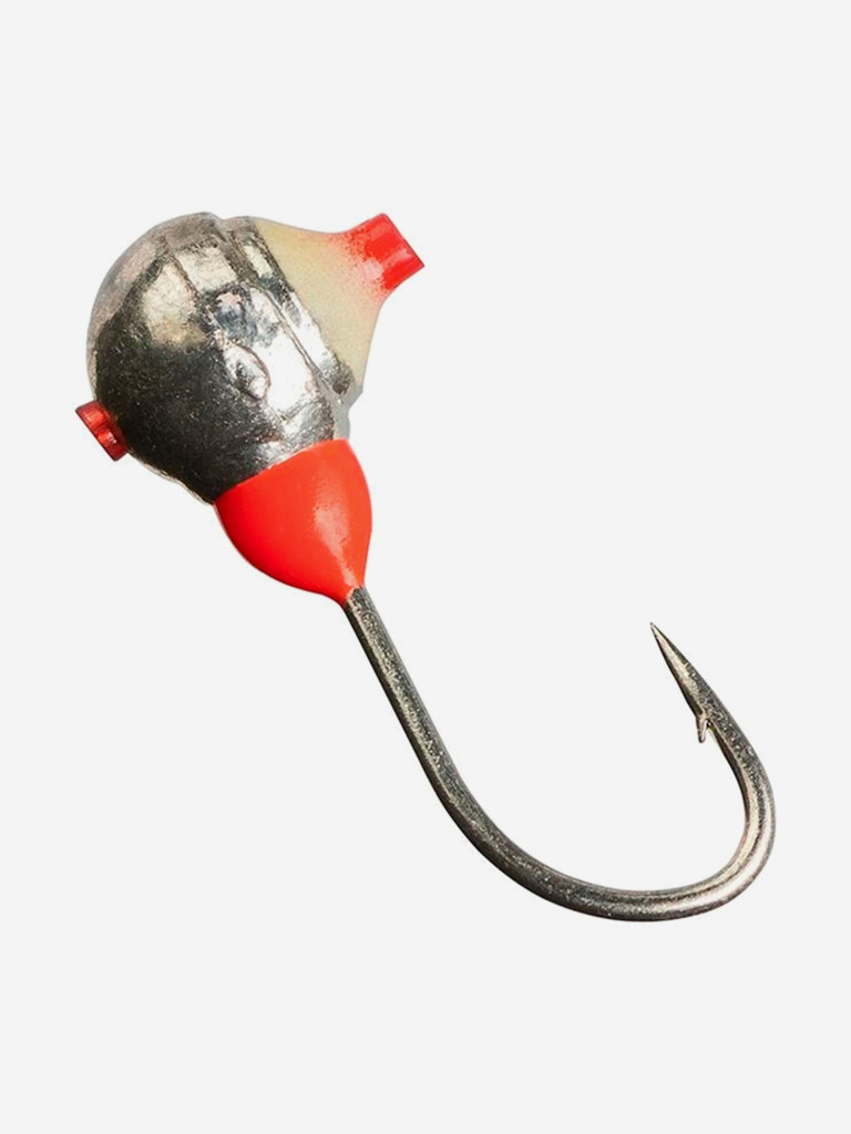 Мормышка Helios вольфрамовая Полусфера с отверстием 4мм 0,45г Sil с кембриком фосфорная (MW-3640C-SIL), 10 штук в упаковке