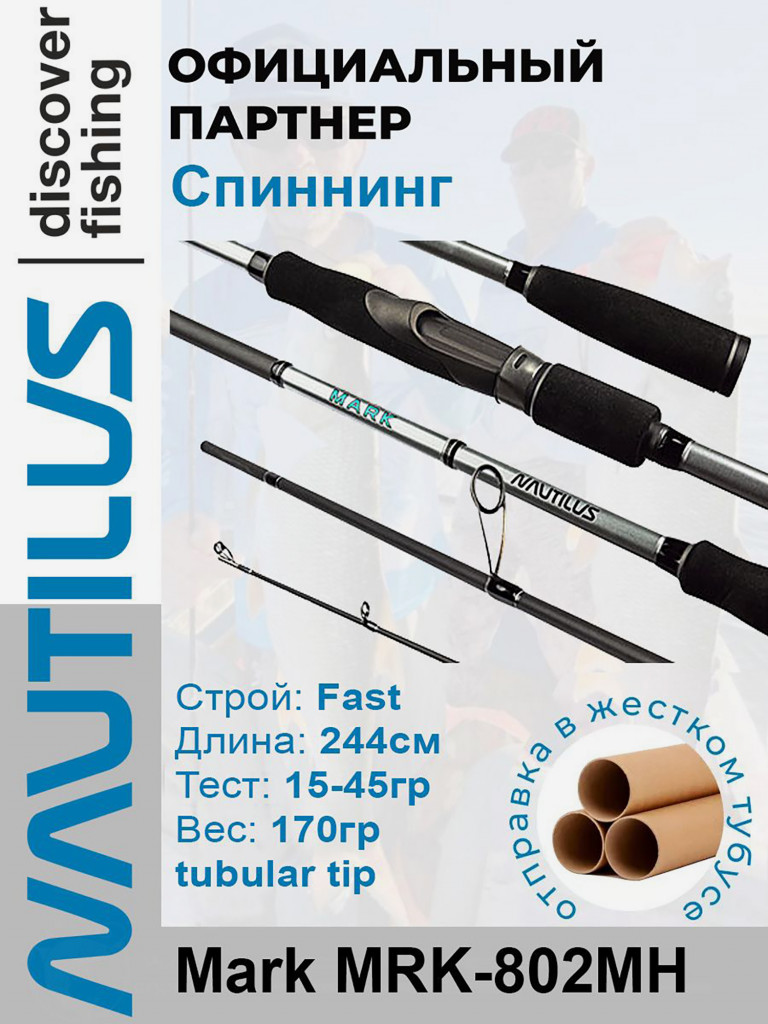 Спиннинг Nautilus Mark MRK-802MH 244см 15-45гр