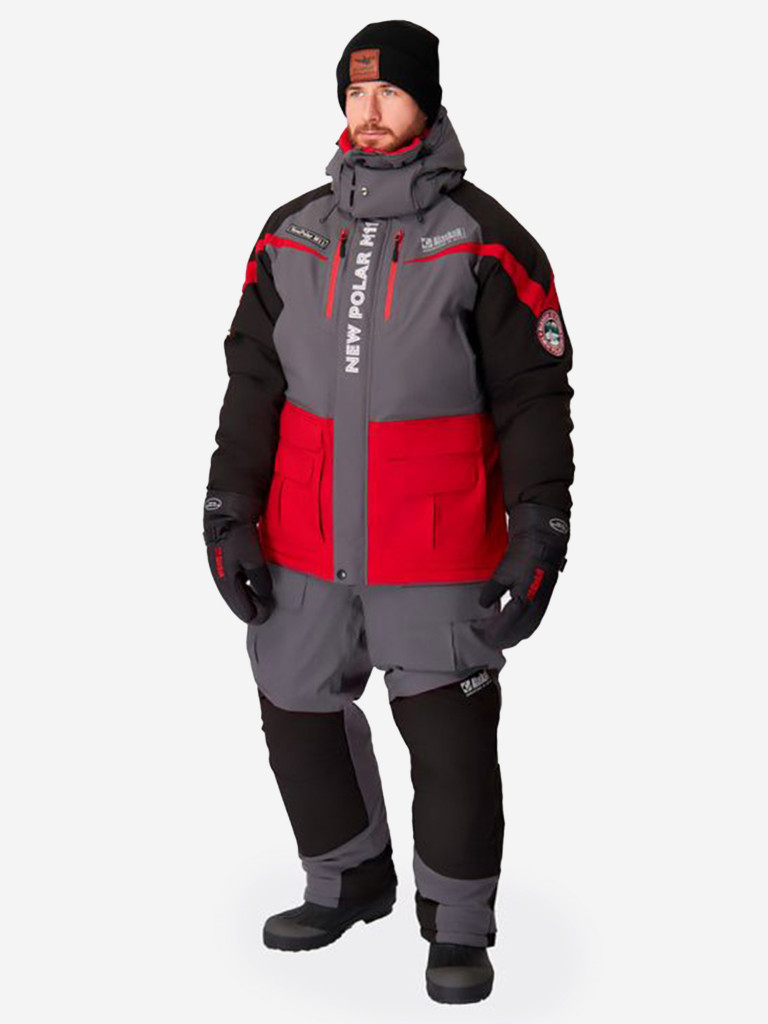 Костюм зимний Alaskan NewPolar M11 красный/серый/черный (куртка+полукомбинезон) для рыбалки и охоты