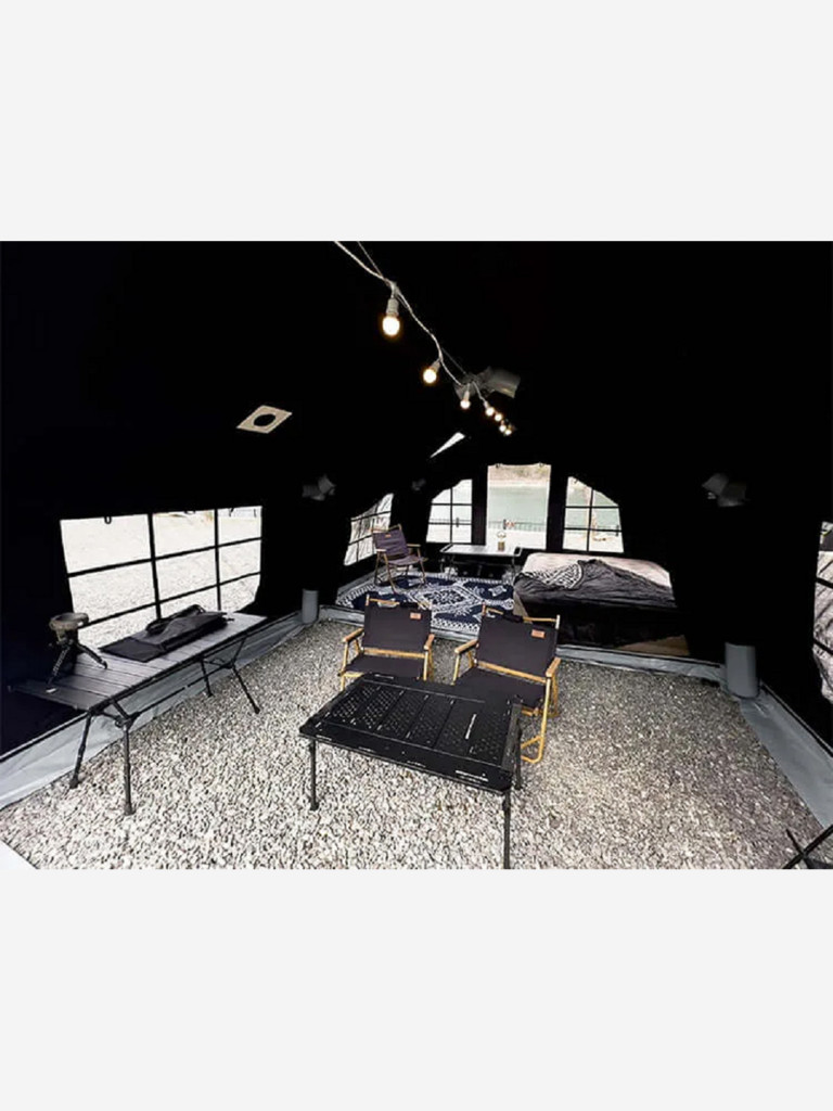 Надувная палатка Coody 17.28 Pro Black, 17.2 м², 4–6 человек, 2 входа, дымоход