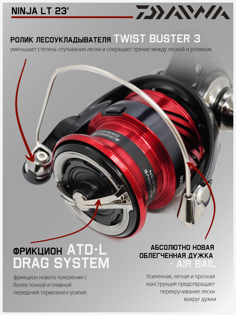 Катушка для спиннинга безынерционная Daiwa 23 Ninja LT 2500