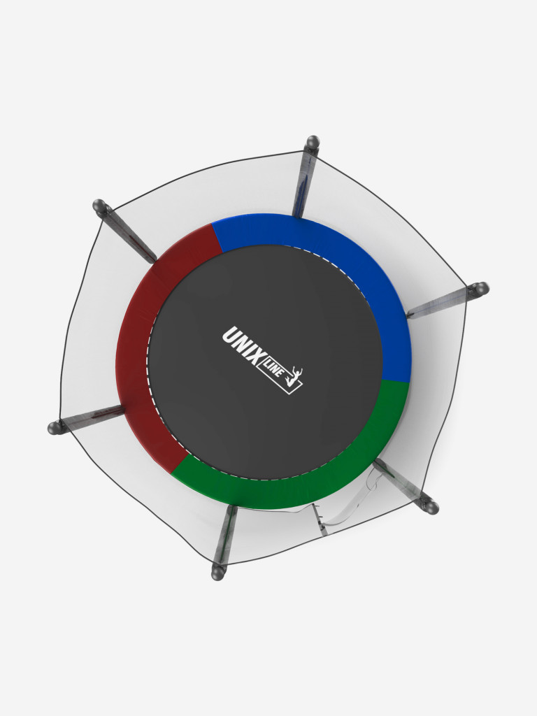 Батут каркасный UNIX Line Simple 8 ft Color с внешней защитной сеткой, общий диаметр 244 см, до 140 кг