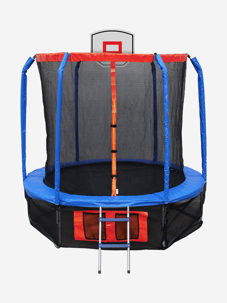 Батут Ecos BS-13FT-3, 13' с сеткой, лесенкой и баскетбольным кольцом
