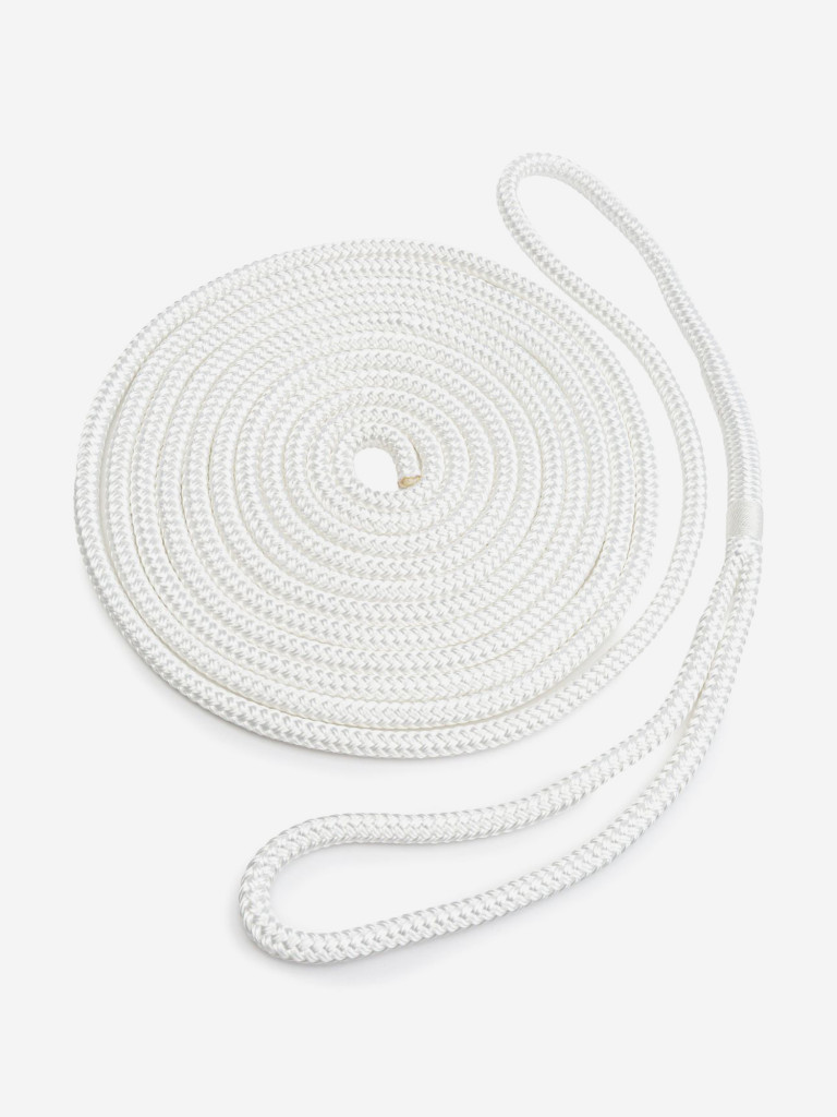 Шнур плетеный швартовый с огоном 30 см Dock Cord, Петроканат, 12.0 мм/2800 кг, 6 м, белый