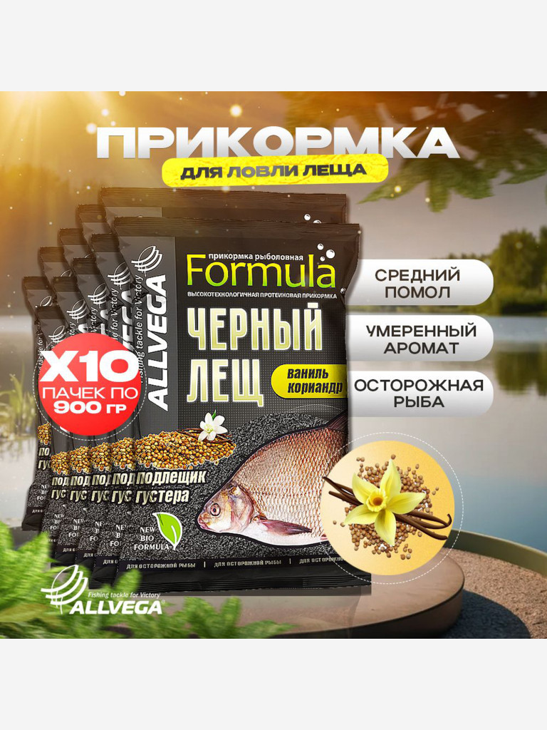 Прикормка для рыбалки ALLVEGA Formula черный лещ 10 пачек