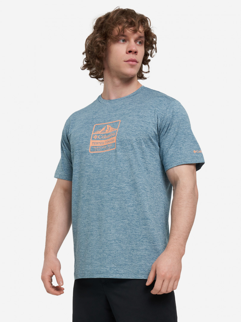 фото Футболка мужская columbia kwick hike graphic ss tee, голубой