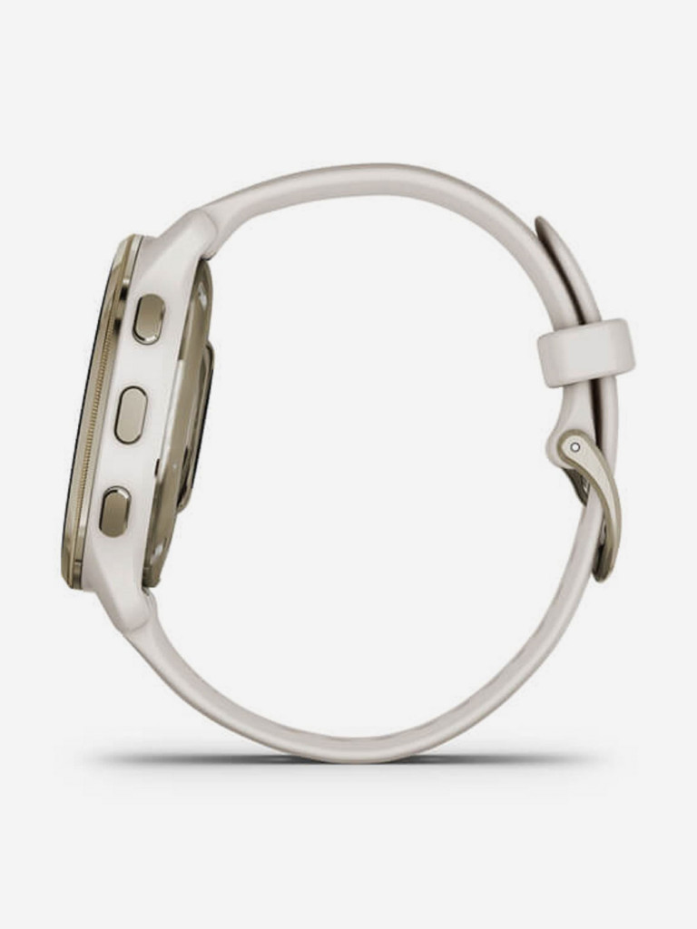 Часы Garmin VENU 2 Plus цвета слоновой кости с безелем цвета кремовое золото и силиконовым ремешком 010-02496-12