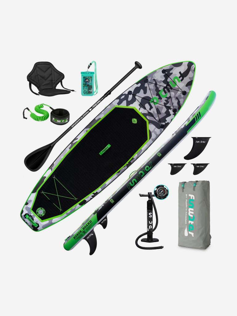 Надувной сапборд FunWater Honor Green 10a (330*84*15) с сидушкой и двойным веслом