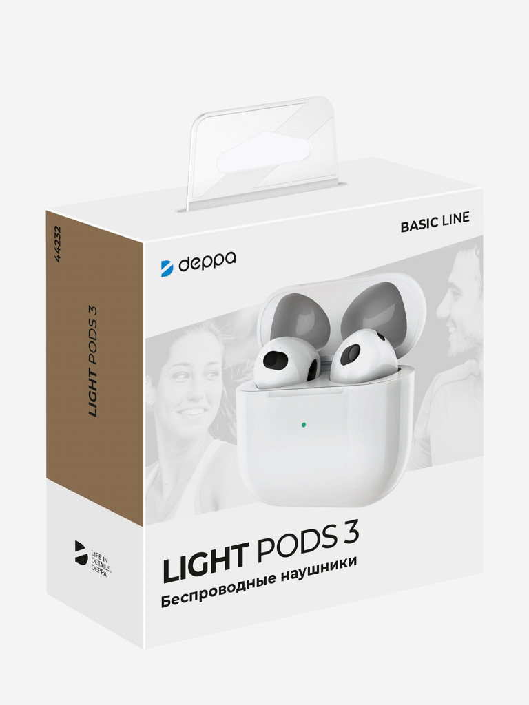 Беспроводные наушники с микрофоном Light Pods 3 , TWS, bluetooth 5.4, 300 мАч