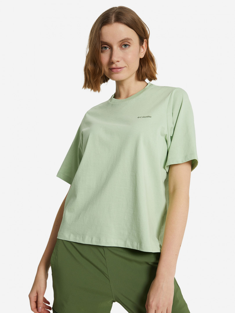 фото Футболка женская columbia north cascades graphic ss tee, зеленый