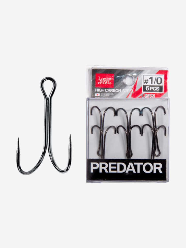 Крючки-двойники Lucky John PREDATOR LJH121, размер 003, 5 упак. по 4 шт.