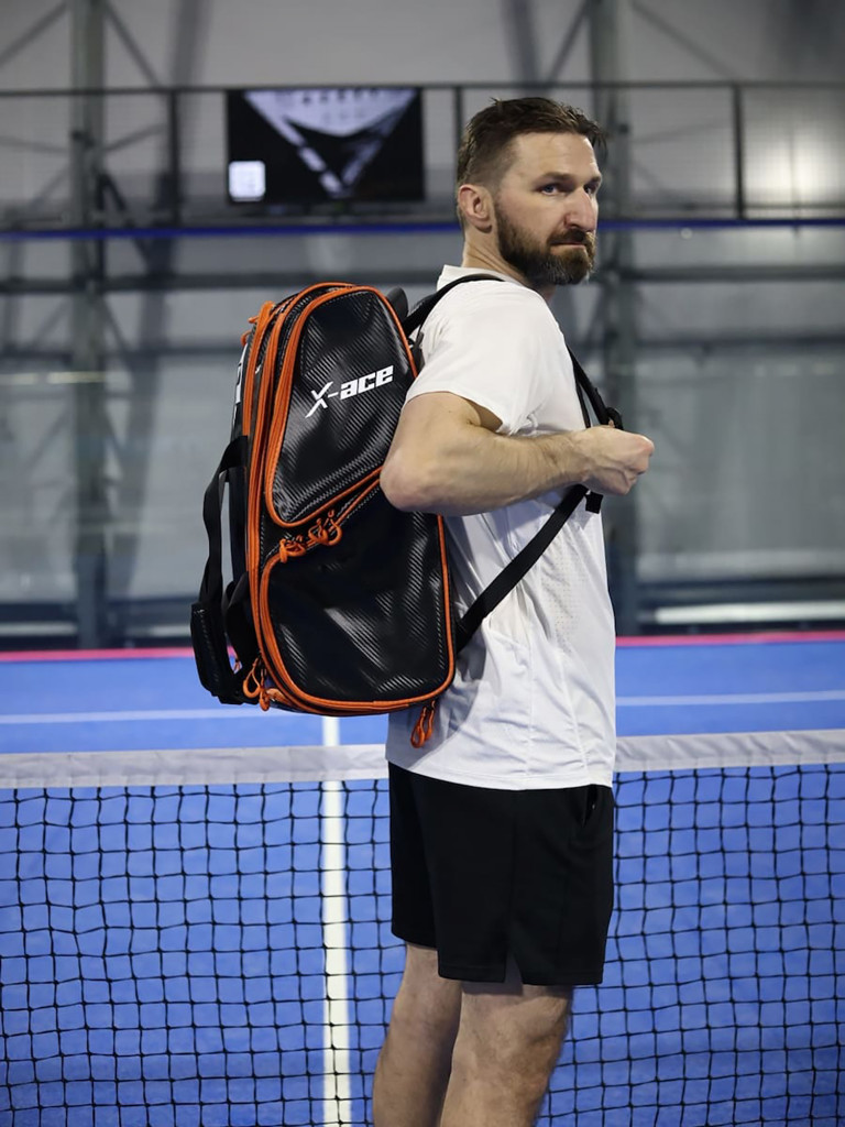 Спортивный рюкзак для падел-тенниса, черно-оранжевый