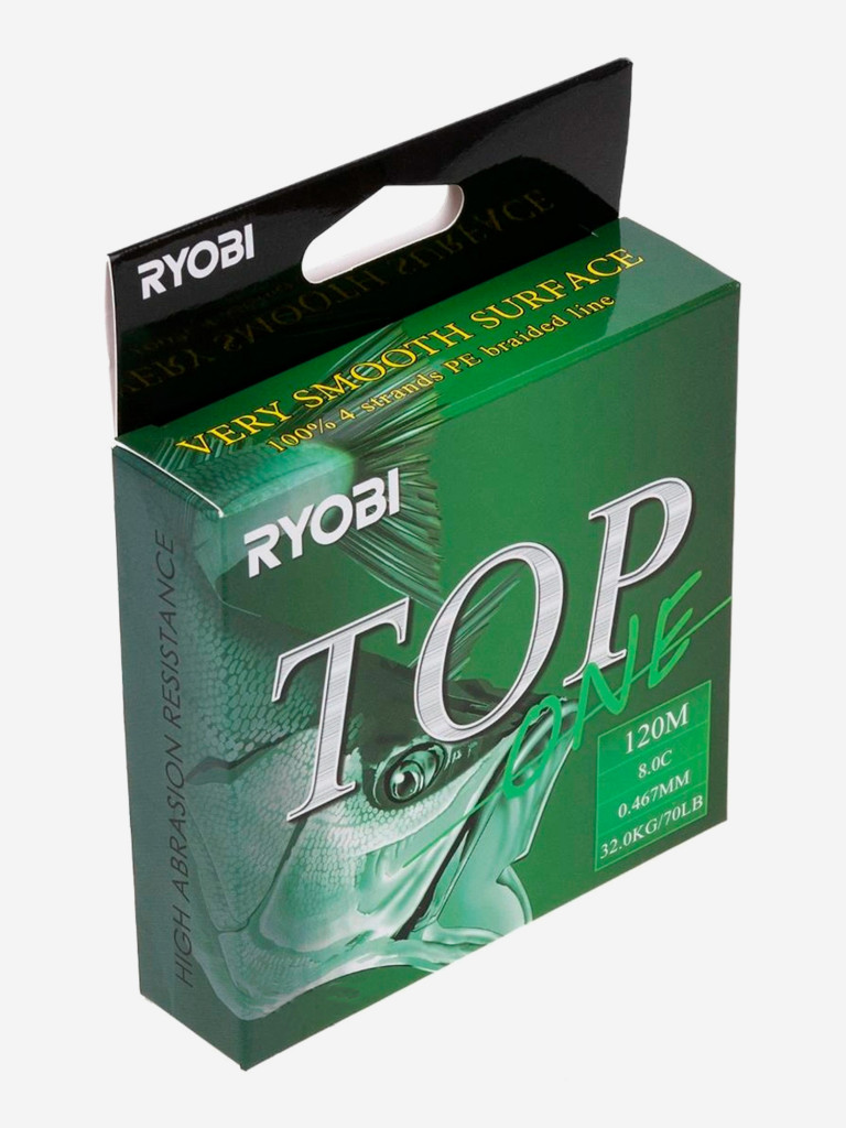 Шнур плетеный для рыбалки Ryobi TOP PE4X, 120м, 0,467мм, 32кг, темно-зеленый