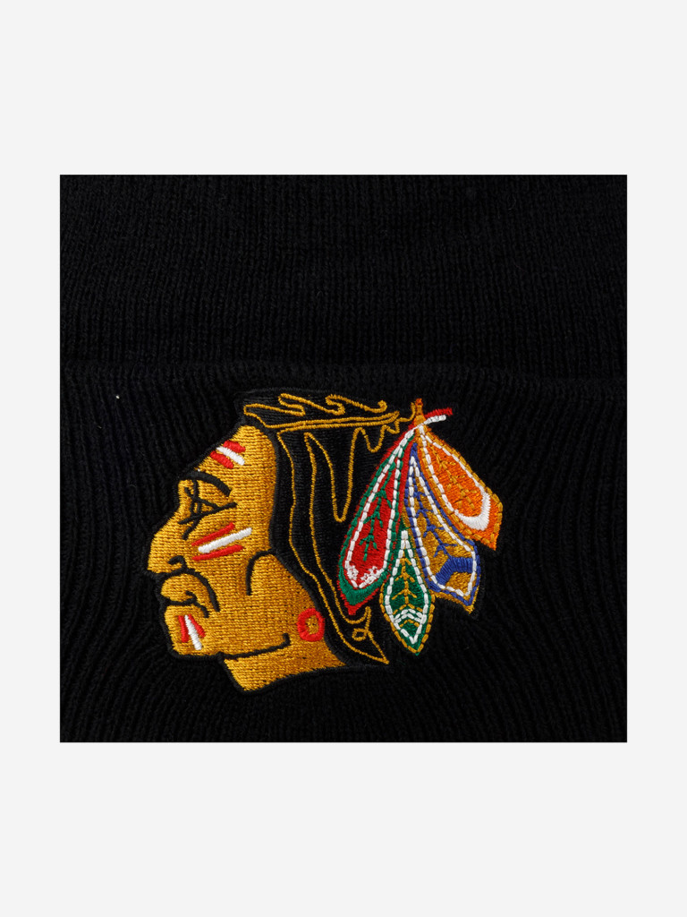 Шапка с отворотом MITCHELL NESS EU175-TEAMTALK-BLK Chicago Blackhawks NHL (черный)