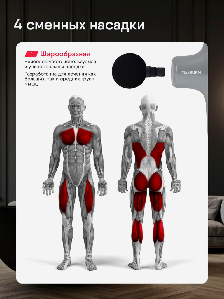 Массажер для всего тела перкуссионный Ergonova MaxBurn GUN + вибрационный антицеллюлитный