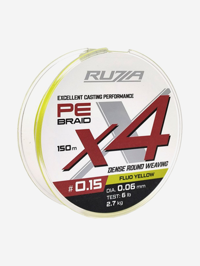 Шнур X4 150м Fluo Yellow 0,06мм 2,7кг/6lb