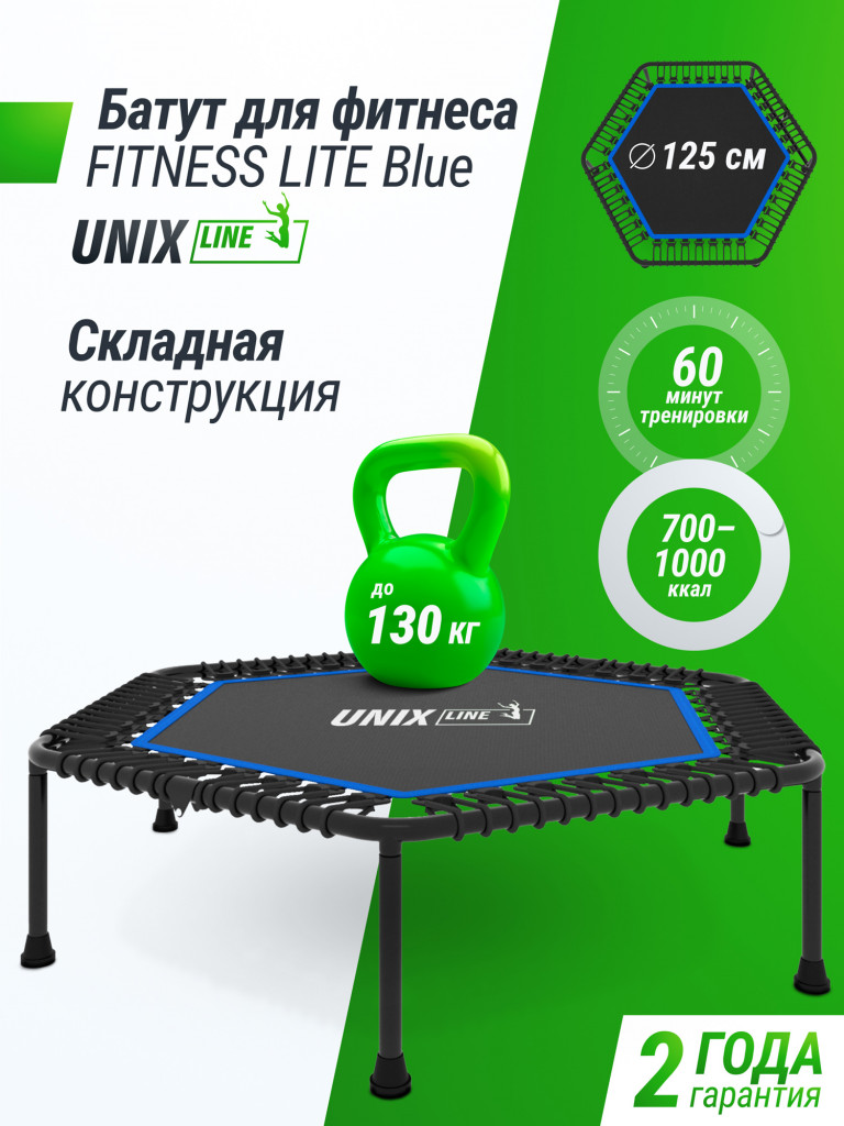 Батут спортивный для фитнеса и джампинга UNIX Line Fitness Lite 125 см, синий