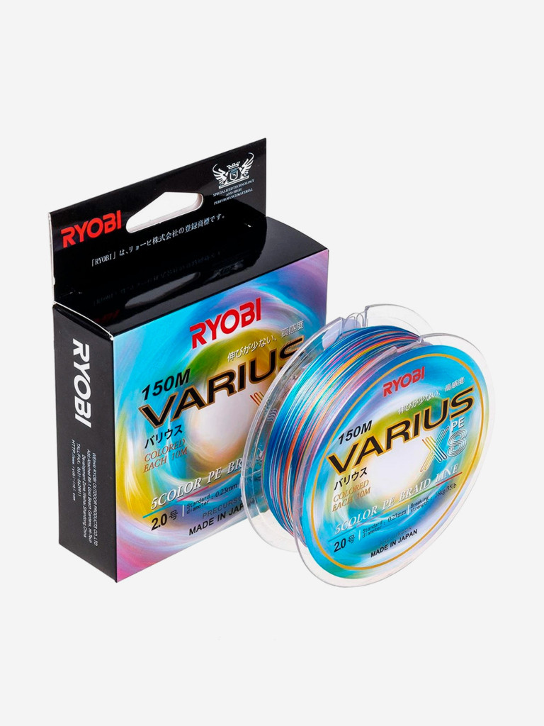 Шнур плетеный для рыбалки Ryobi VARIUS PE8X, 150м, 0,235мм, 16кг, мультиколор