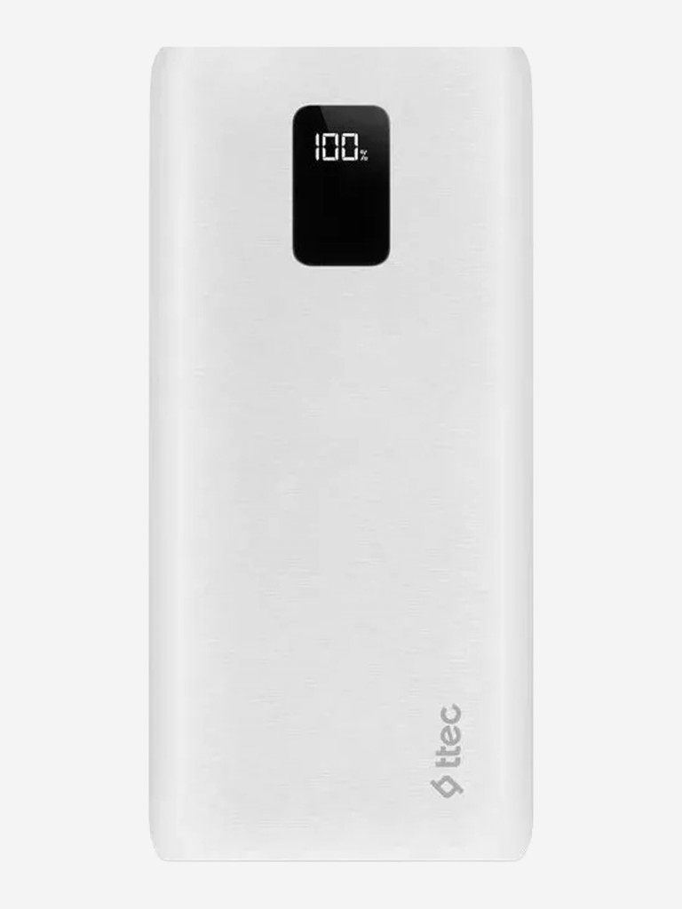 Внешний аккумулятор TTEC PowerSlim Trio LCD 10.000mAh PD 22,5W Powerbank с тройным кабелем USB-A -Lightning/USB-C/Micro USB. Цвет: белый