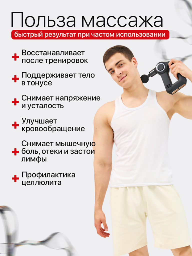 Перкуссионный массажер для тела SENNE, с функцией прогрева 3 уровней