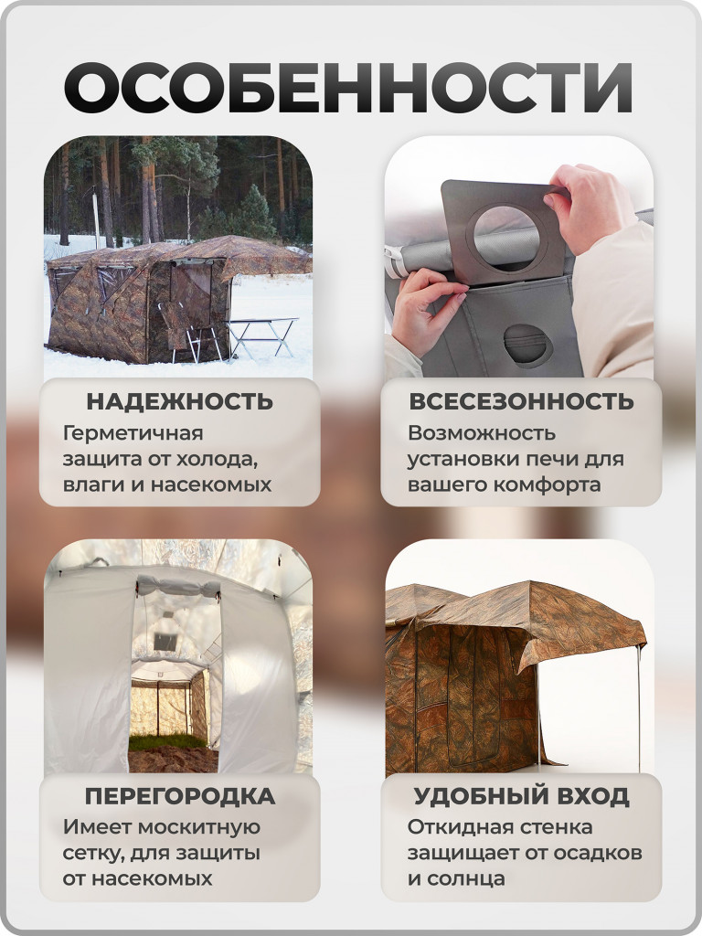 Палатка куб 3.60 Берег всесезонная зимняя палатка для рыбалки туристическая кемпинговая