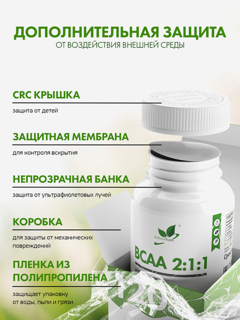 BCAA 2:1:1, NaturalSupp, 120 капcул