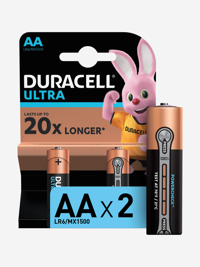 Батарейки щелочные Duracell Ultra АА, 2 шт. черный цвет — купить за 299  руб., отзывы в интернет-магазине Спортмастер