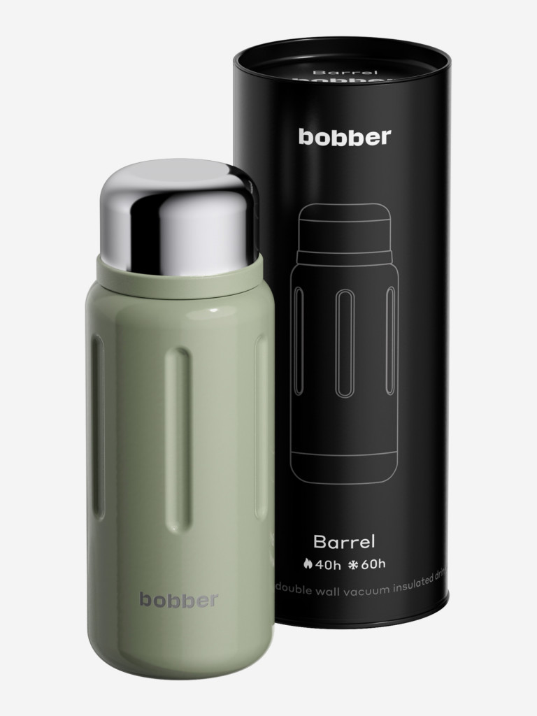 Термос вакуумный BOBBER Barrel 1 л с широким горлом и ситечком тепло до 40 часов оливковый