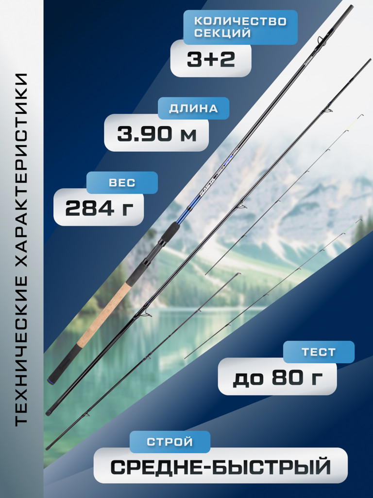 F-FISHING Удилище фидерное Gasta Feeder 3,9м тест max 80г