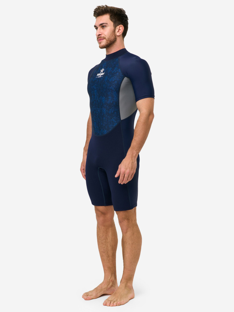 Гидрокостюм неопреновый 2мм мужской SARGAN SPORT с боковыми вставками из лайкры синий