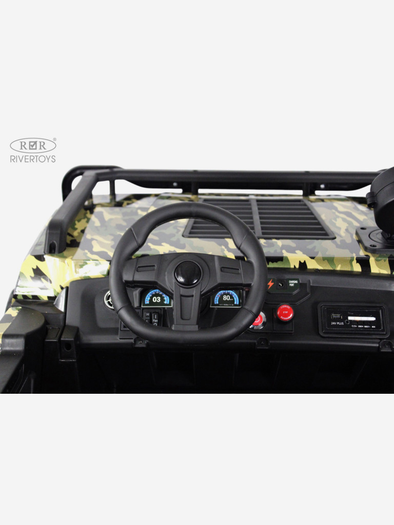 Детский электромобиль RIVERTOYS A505AA-LUX зеленый камуфляж