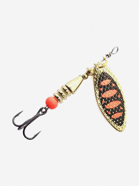 Блесна вращающаяся для рыбалки Mottomo Willow Blade #2 8g Gold 15 для спиннинга. Вертушка на голавля, жереха, щуку