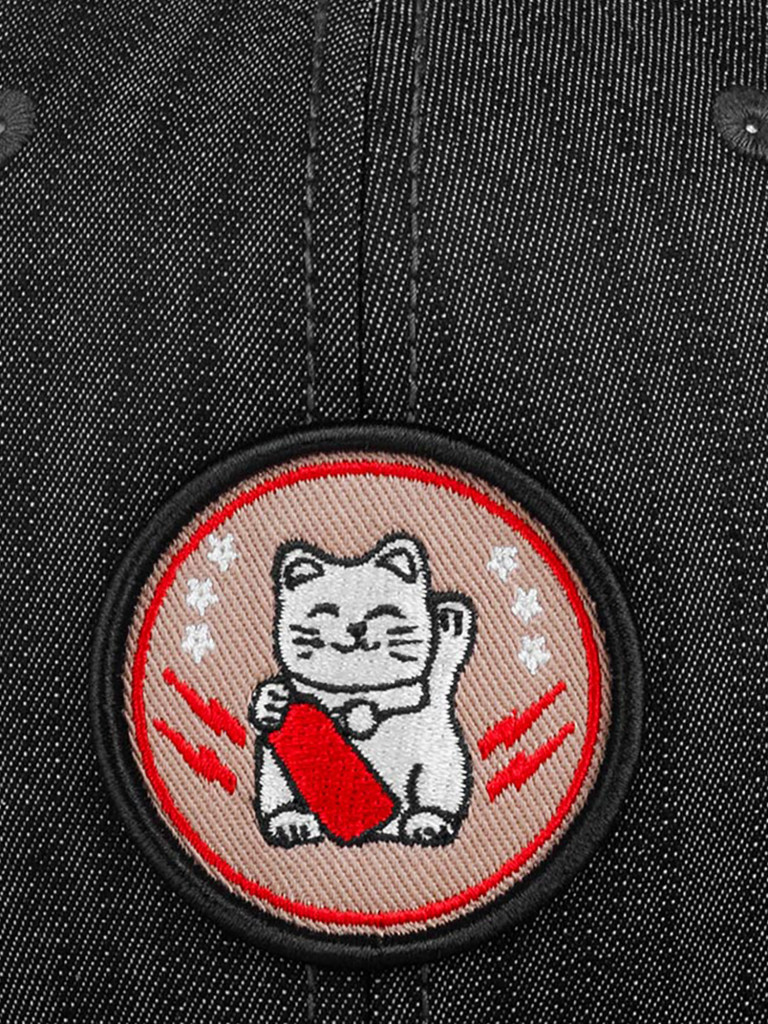 Бейсболка с прямым козырьком DJINNS 6P SB LuckyCat Linen Rev. (черный)
