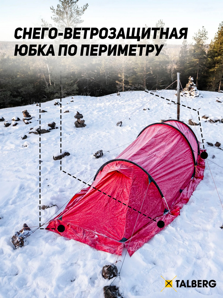 Палатка Talberg NORGA 3 RED, туристическая 3 местная, двухслойная для охоты и рыбалки под печь
