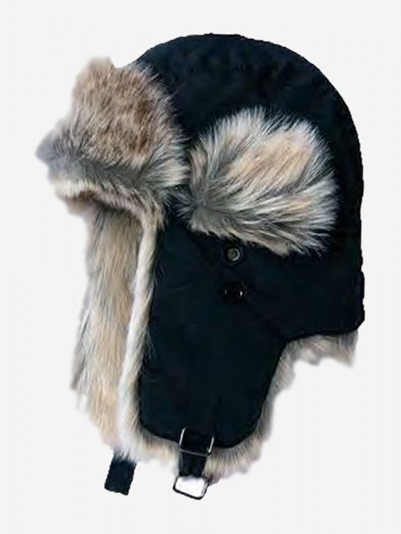 Шапка Alaskan с меховой отделкой черная (B346) для рыбалки и охоты