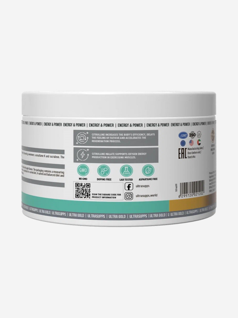Цитруллин Ultrasupps Ultra Gold "Яблоко", 200 г