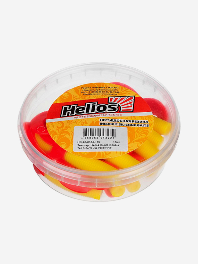 Мягкая приманка Helios Credo Double Tail, 3,54" / 9 см, Yellow RT, 15 штук (HS-28-038-N-15)