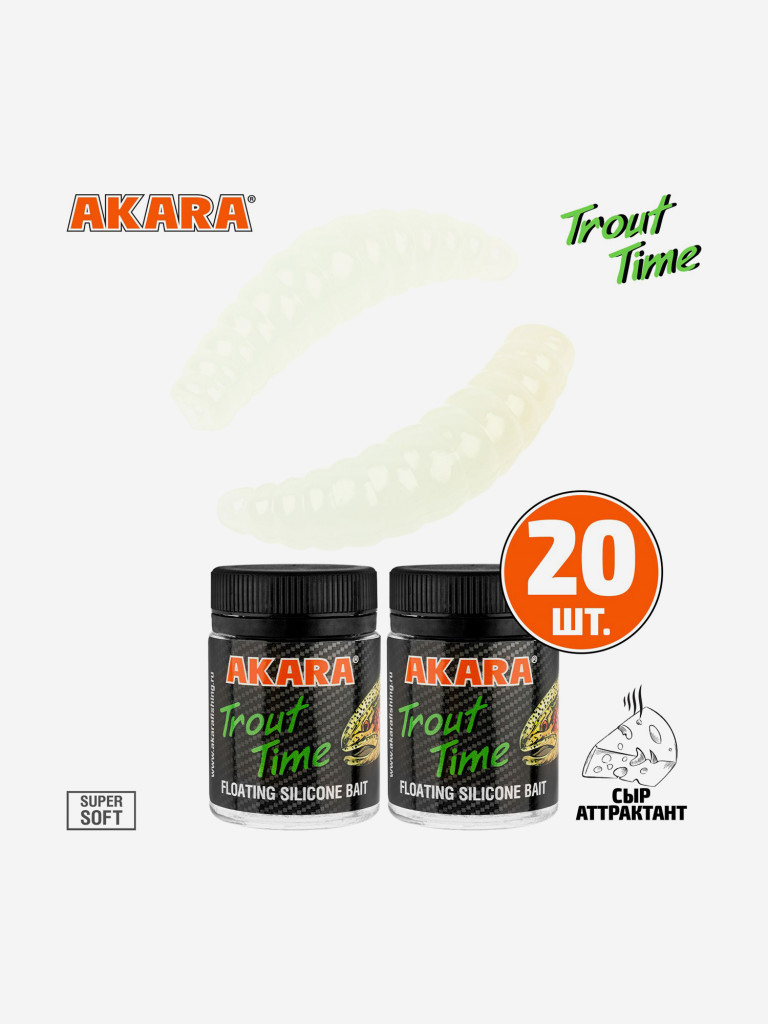 Силиконовая приманка Akara Trout Time MAGGOT 1,6 Cheese 12 (20 шт.)