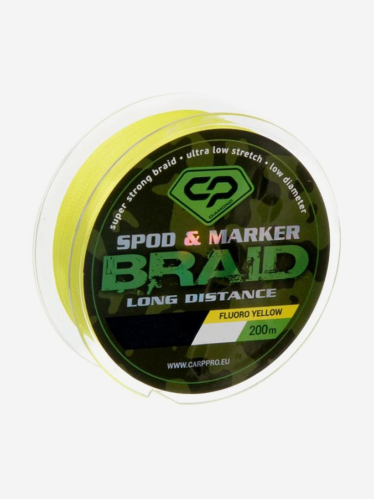 Шнур плетеный CARP PRO под спод-маркет PE X4 флуоро-желтый 0.16мм 9.35кг 20lb 200м