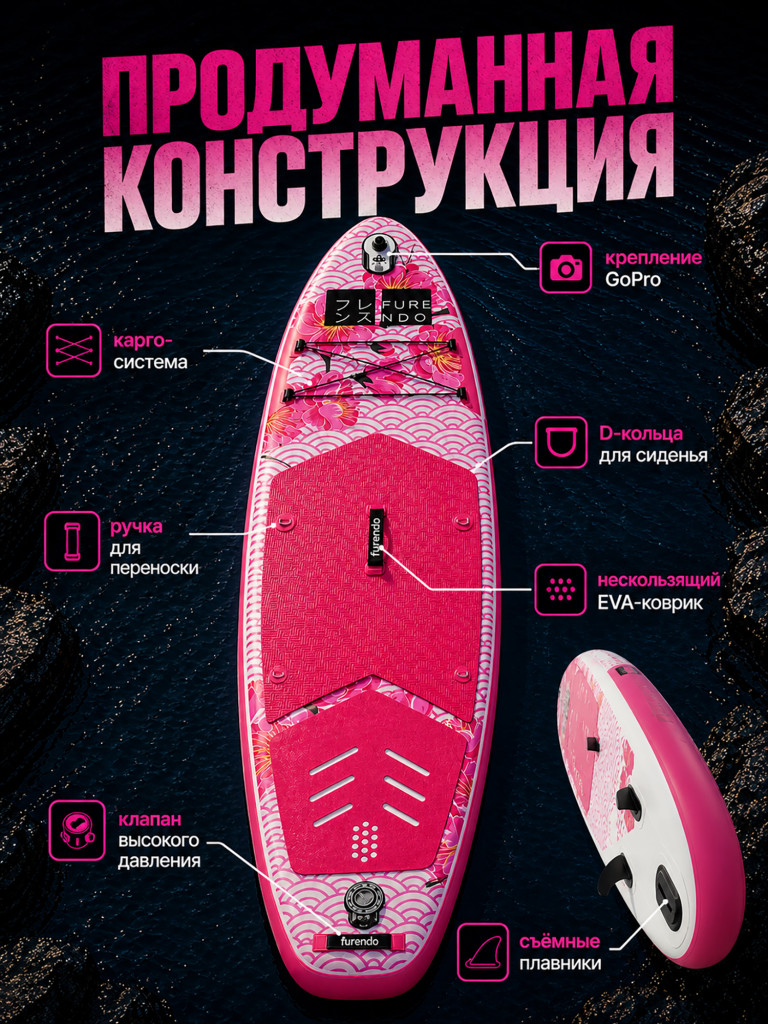 Sup-доска Furendo Blossom 11', 335х89х15 см