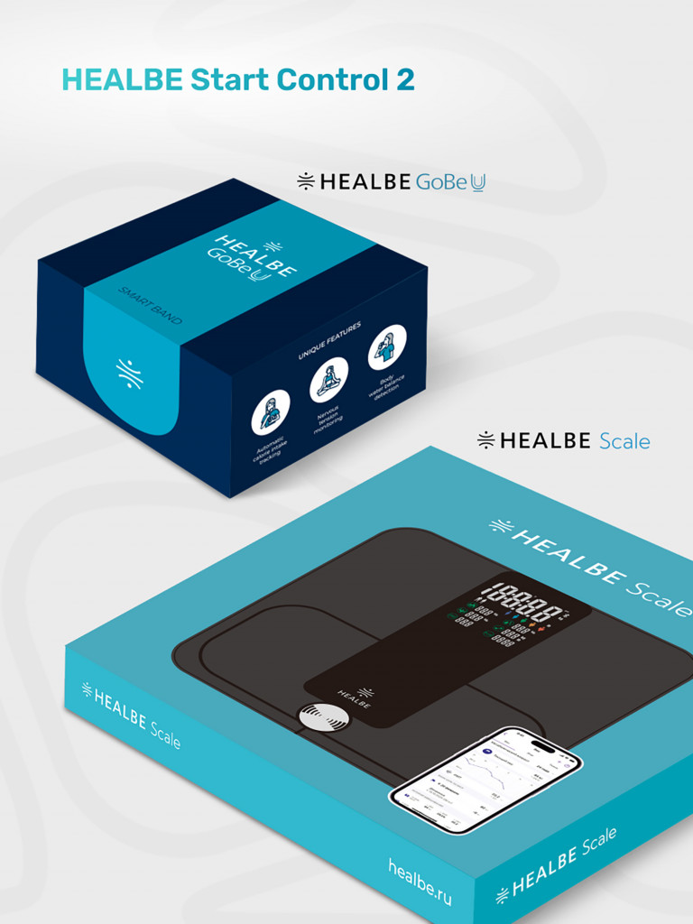 Комплект HEALBE Start Control 2: Умный фитнес браслет GoBe U и умные весы Scale, цвет черный/черный