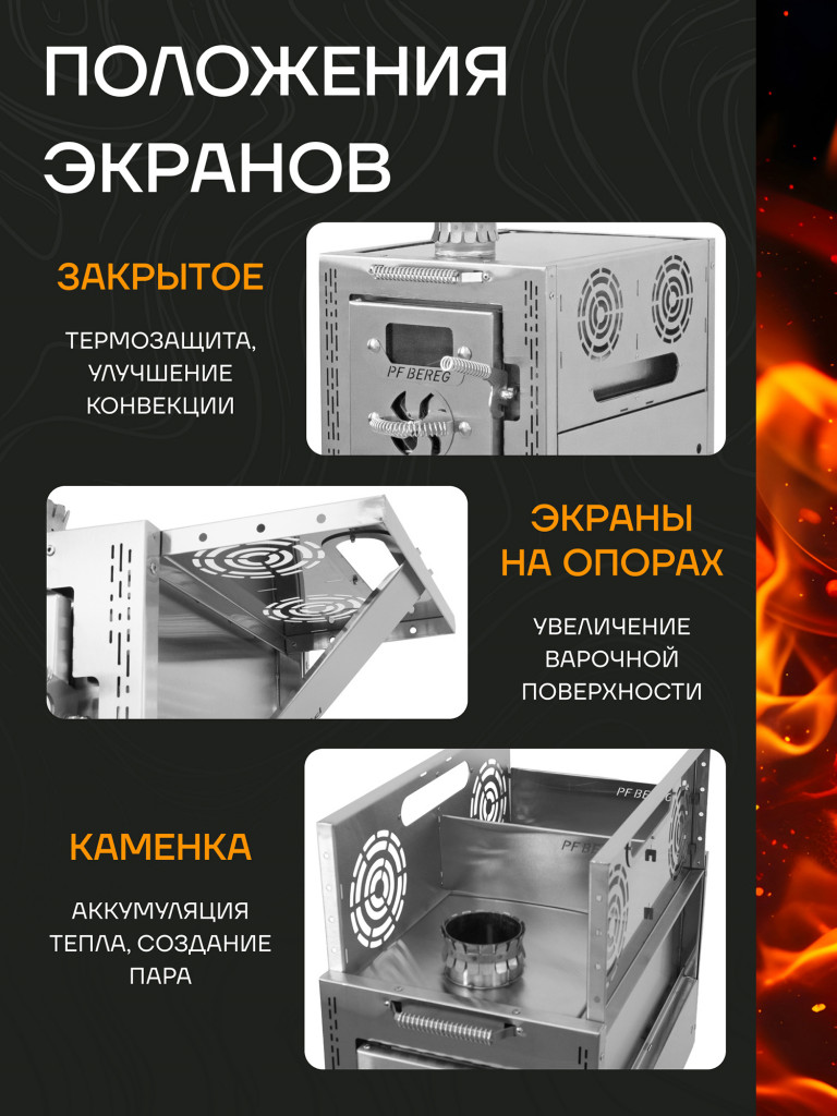 Печь для зимней палатки ATOMSTOVE Малая Берег, туристическая, походная