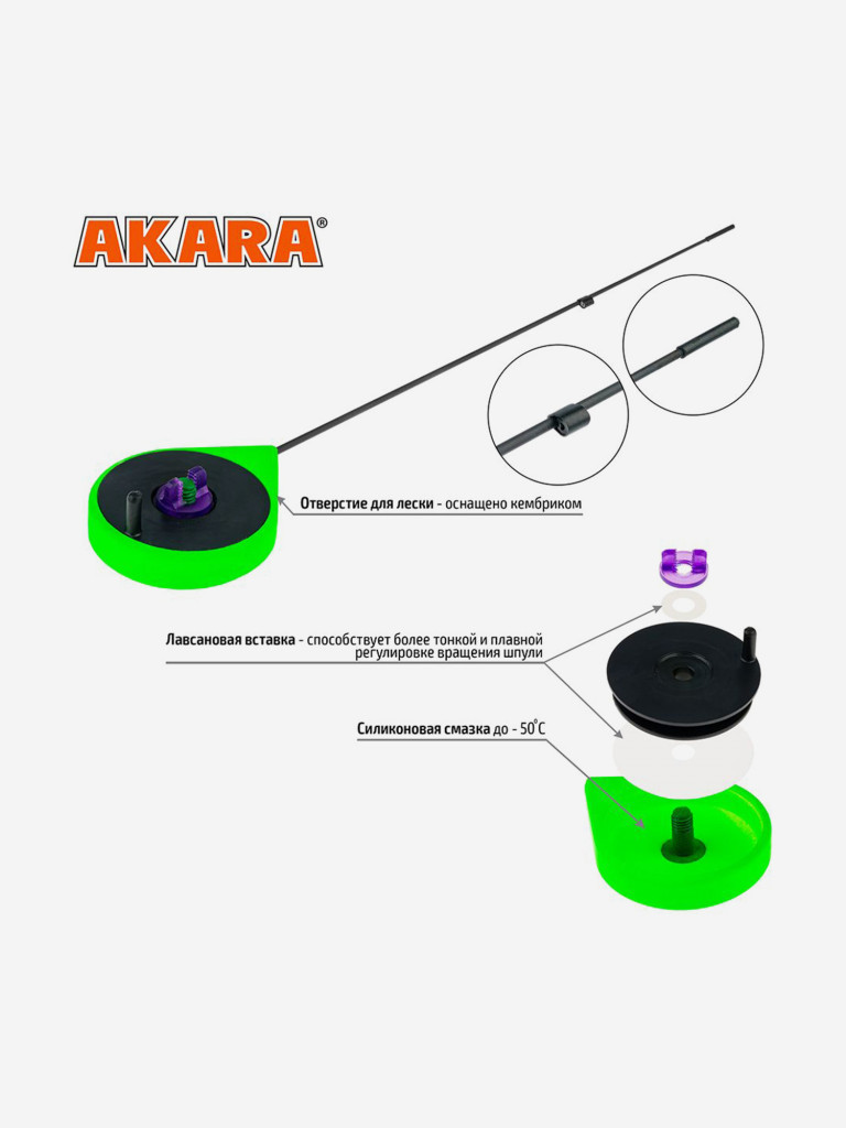 Удочка зимняя Akara Ultra Sport Green (хлыст карбон)