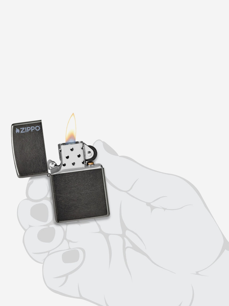 Зажигалка бензиновая ветроустойчивая Zippo Logo Gray Dusk