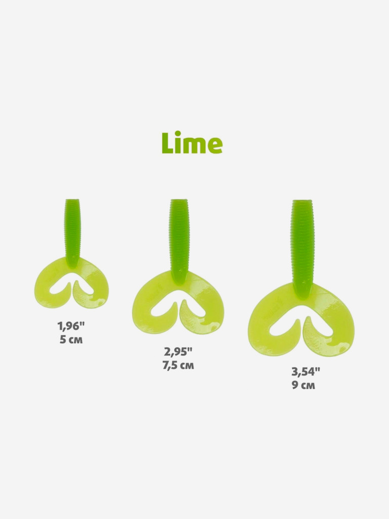 Мягкая приманка Helios Credo Double Tail, 3,54" / 9 см, Lime, 15 штук (HS-28-008-N-15)