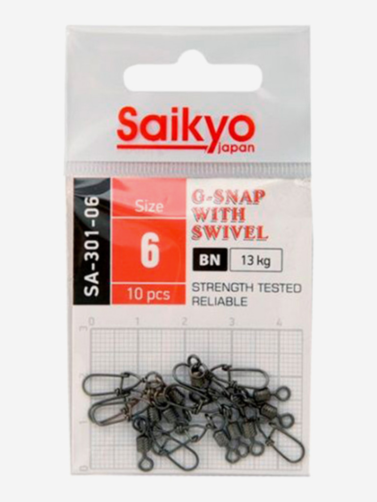 Вертлюг с застежкой Saikyo SA-301-06 (2 упаковки по 10 штук)