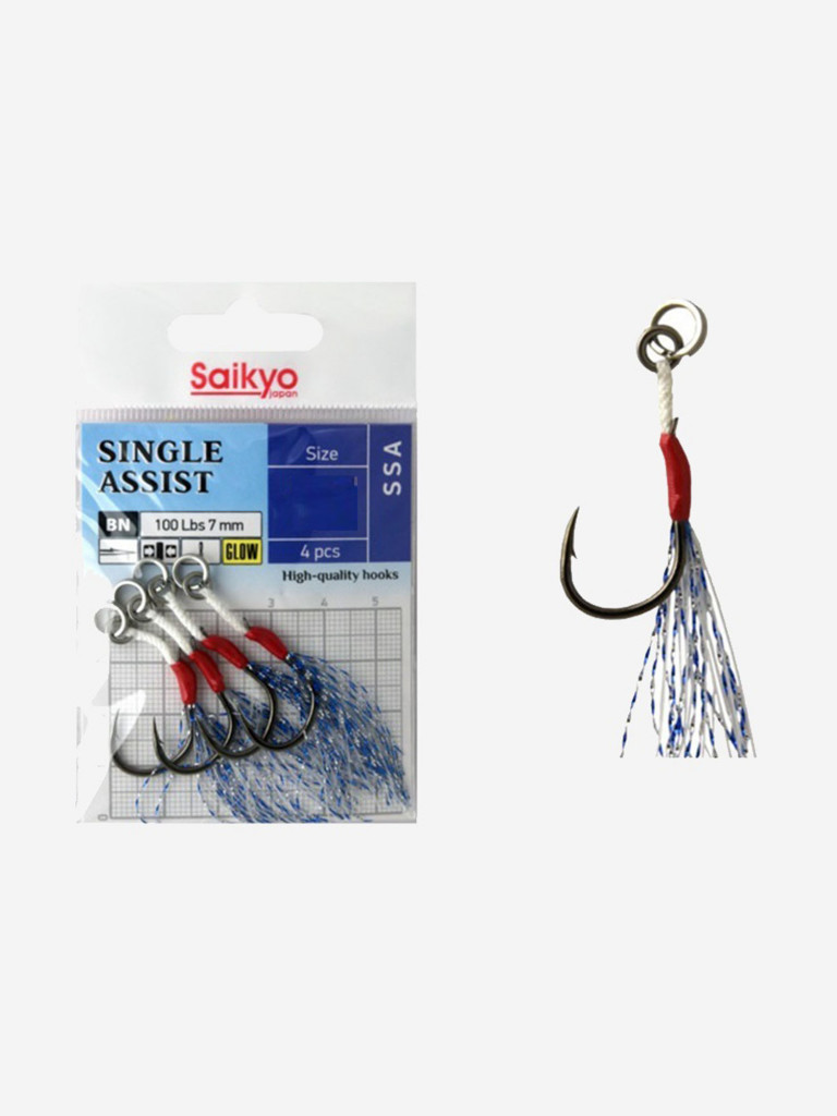 Крючки для рыбалки одинарные ассист Saikyo SINGLE ASSIST SSA ( 1 упк. по 4 шт)